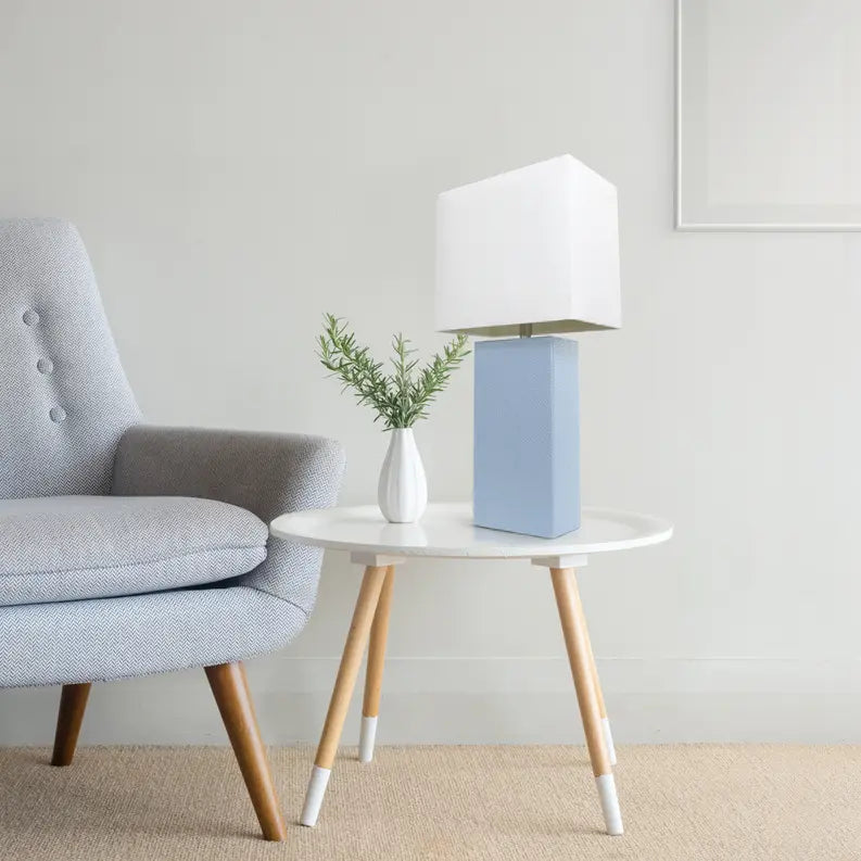 Lalia Home Lexington Leather Base Modern Home Decor Bedside Table Lamp All The Rages, Inc.