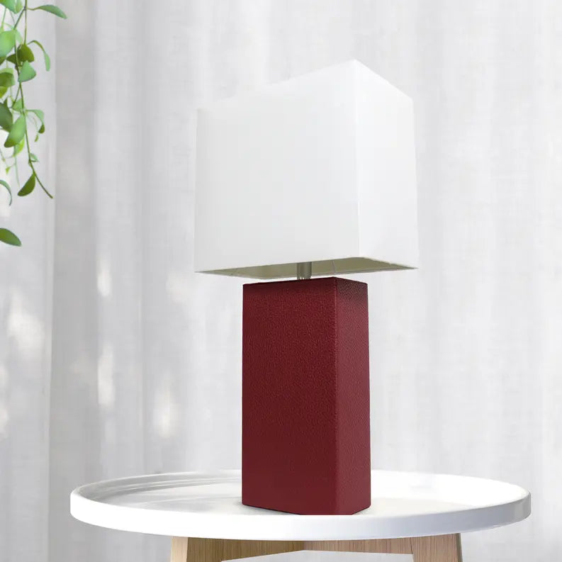 Lalia Home Lexington Leather Base Modern Home Decor Bedside Table Lamp All The Rages, Inc.
