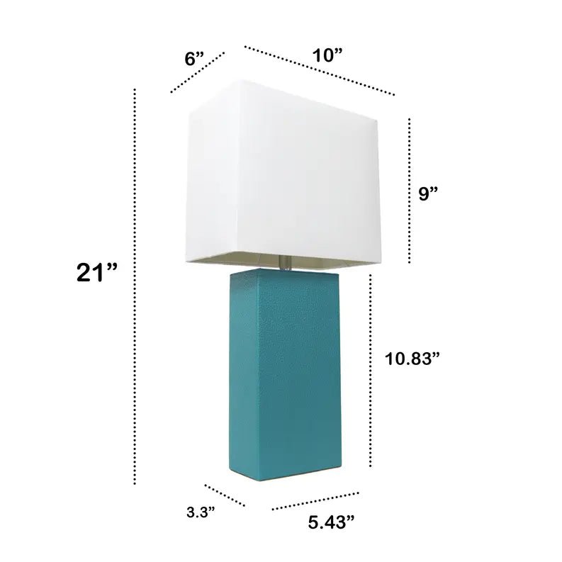 Lalia Home Lexington Leather Base Modern Home Decor Bedside Table Lamp All The Rages, Inc.