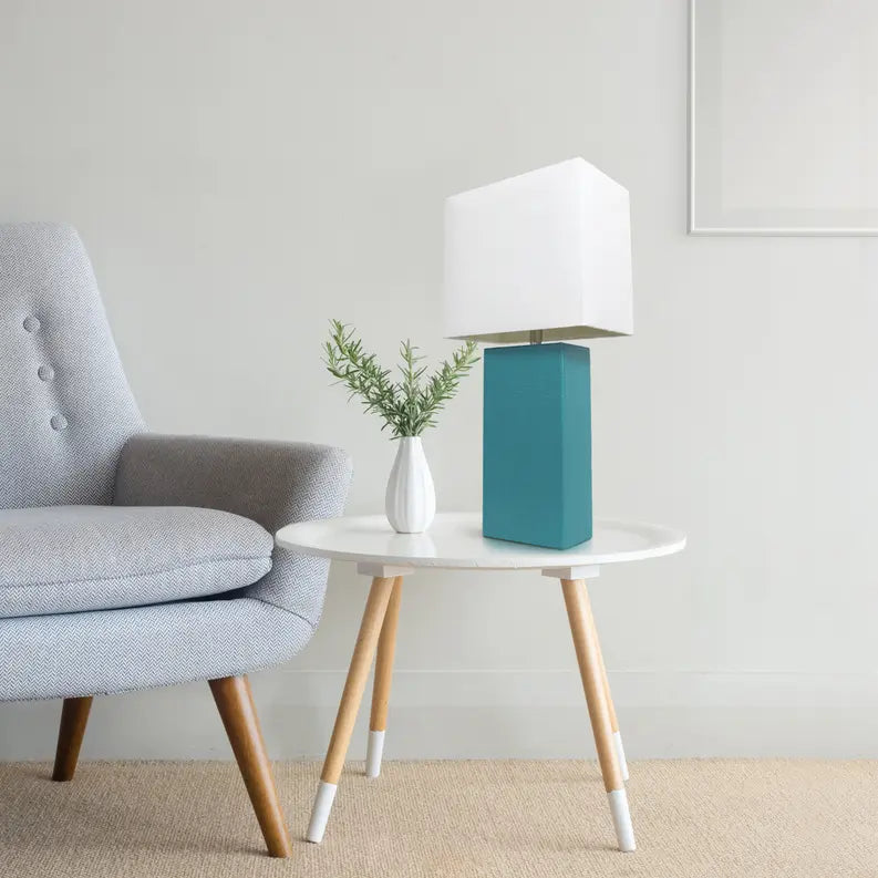 Lalia Home Lexington Leather Base Modern Home Decor Bedside Table Lamp All The Rages, Inc.