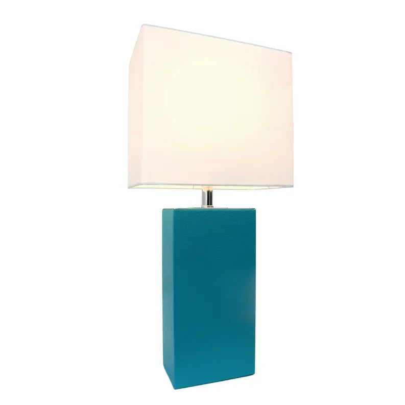 Lalia Home Lexington Leather Base Modern Home Decor Bedside Table Lamp All The Rages, Inc.