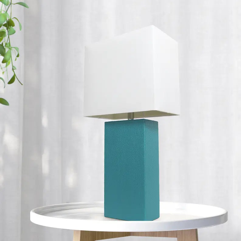 Lalia Home Lexington Leather Base Modern Home Decor Bedside Table Lamp All The Rages, Inc.