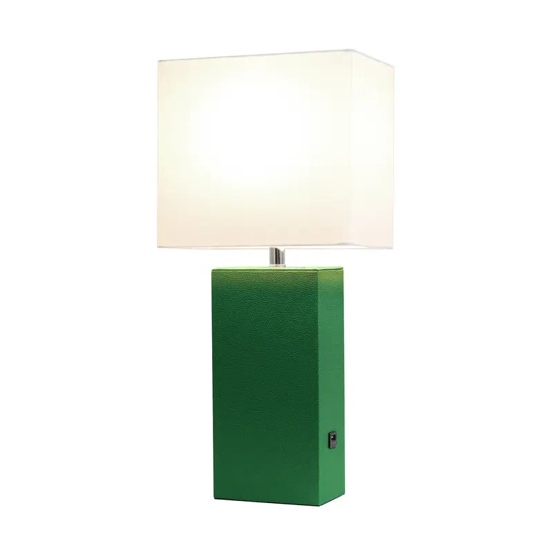 Lalia Home Lexington Leather Base Modern Home Decor Bedside Table Lamp with USB Charging Port All The Rages, Inc.