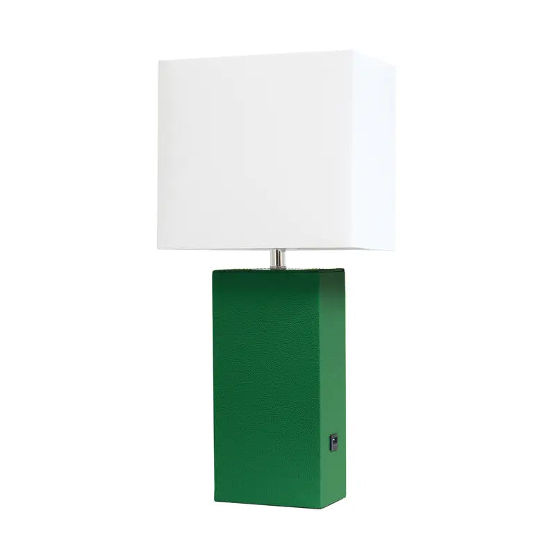 Lalia Home Lexington Leather Base Modern Home Decor Bedside Table Lamp with USB Charging Port All The Rages, Inc.