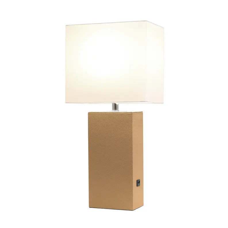Lalia Home Lexington Leather Base Modern Home Decor Bedside Table Lamp with USB Charging Port All The Rages, Inc.