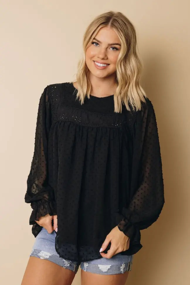 Lamas Ruffle Sleeve Blouse Stay Warm in Style