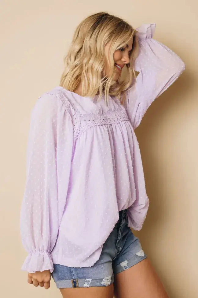 Lamas Ruffle Sleeve Blouse Stay Warm in Style