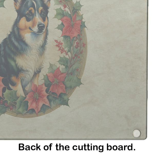 Lancashire Heeler Christmas Flowers Glass Cutting Board Caroline's Treasures