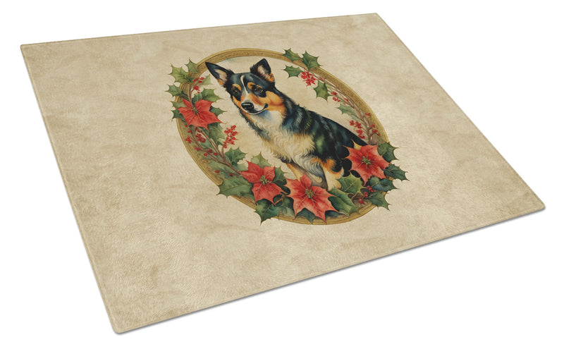 Lancashire Heeler Christmas Flowers Glass Cutting Board Caroline's Treasures