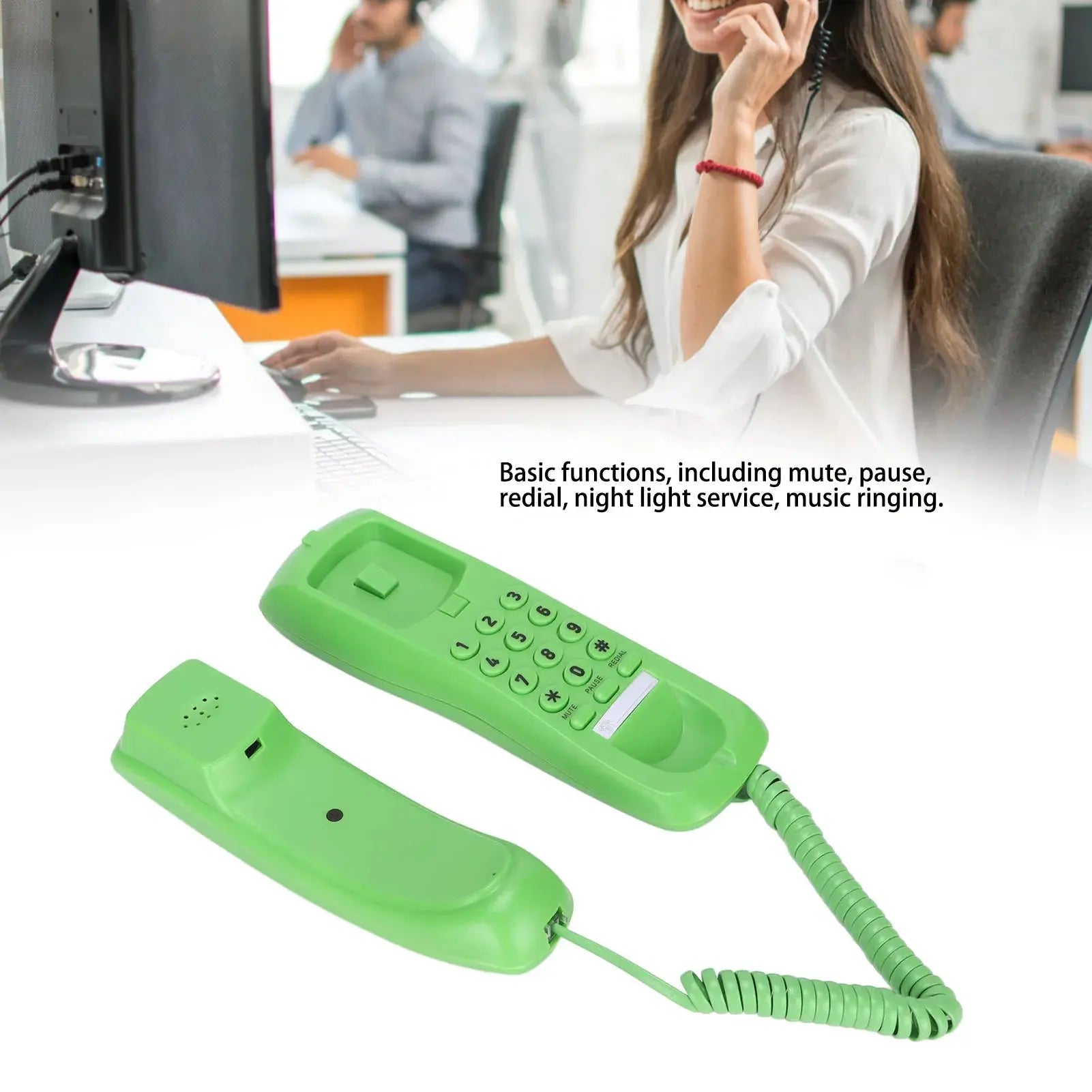 Landline Phone Wall Mountable Telephone Desktop Fixed Wired Phones with Mute Pause Function for Office Home Hotel Phone GreatEagleInc