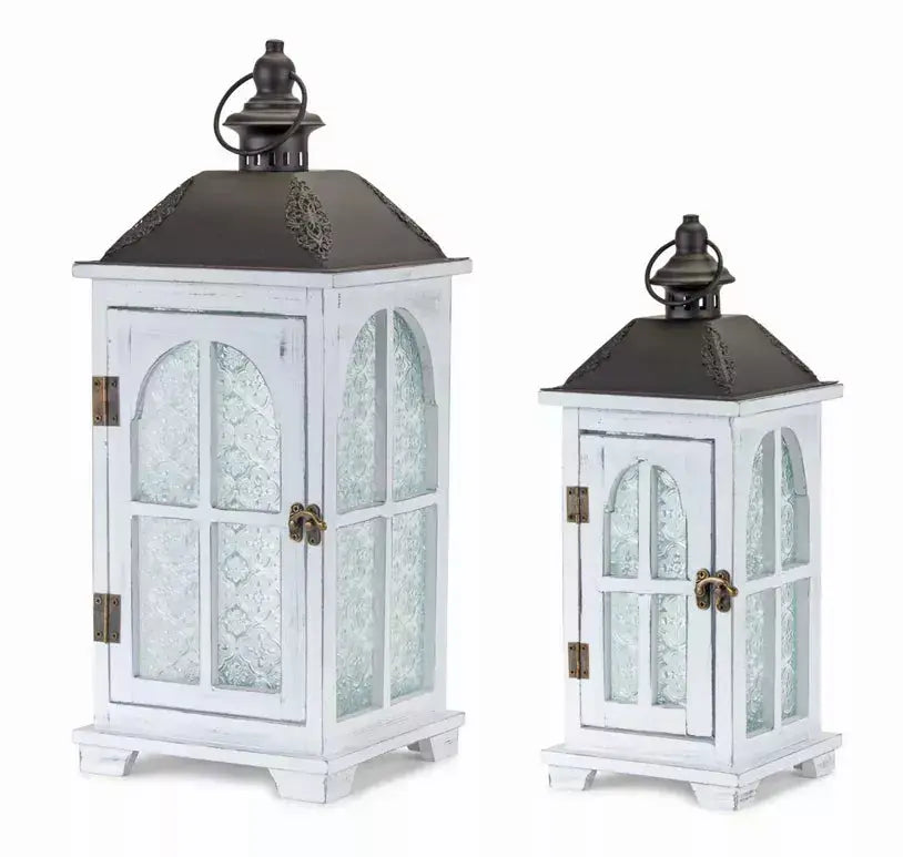 Lantern (Set of 2) 14.5"H, 19.25"H Wood/Metal Melrose Intl.