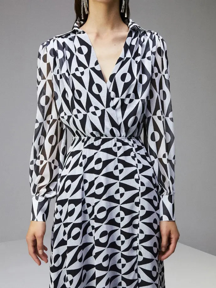 Lapel Collar Slit Dress Monique Store