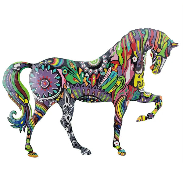 Large Painted Floral Walking Horse Le Primitif Galleries