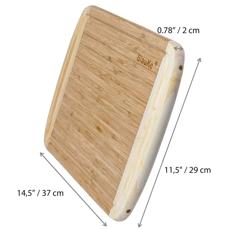 Large Wood Cutting Board for Kitchen 14x11 inch - Bamboo Chopping Board with Juice Groove - Wooden Serving Tray Jarganic