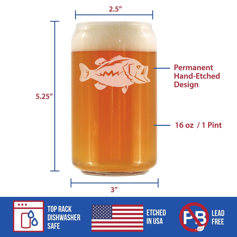 Largemouth Bass Beer Can Pint Glass - Fishing Gifts Bevvee