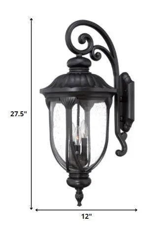 Laurens 3-Light Matte Black Wall Light Homeroots Outdoor