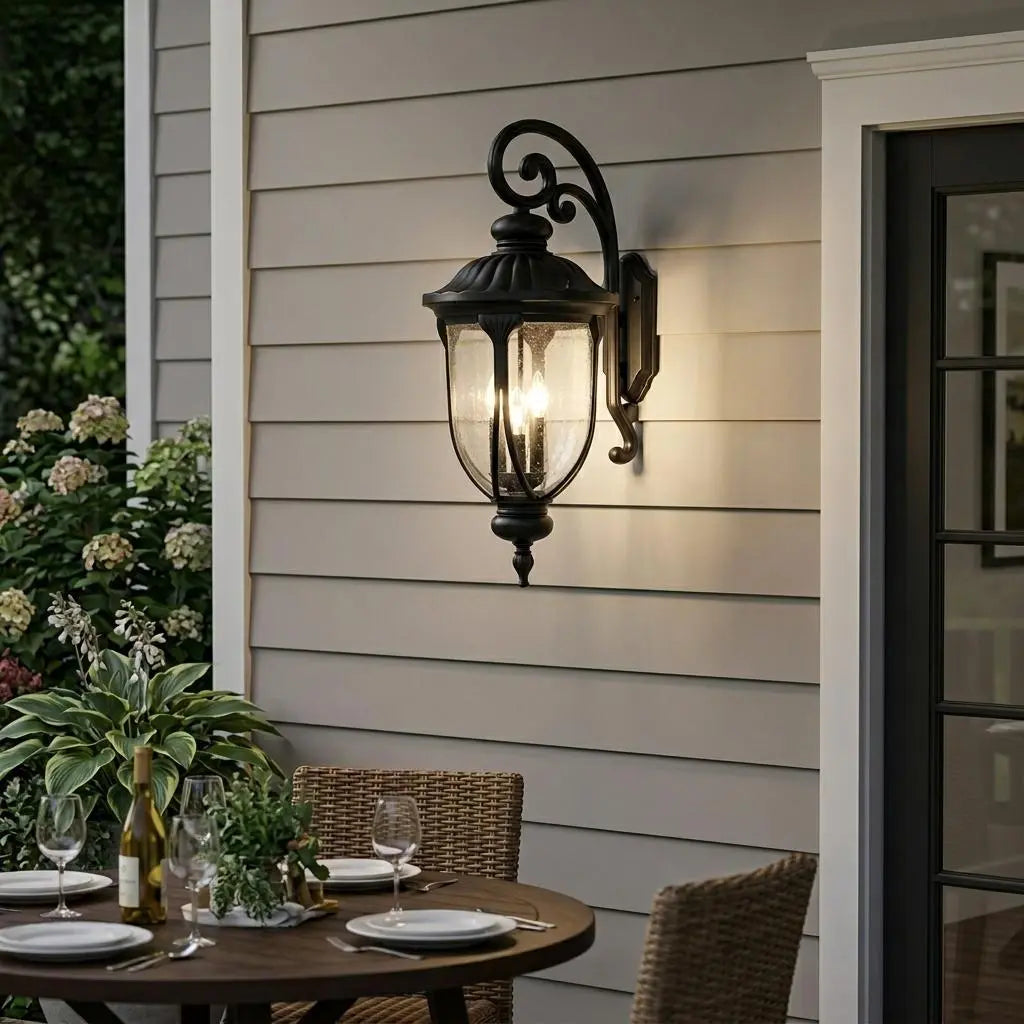 Laurens 3-Light Matte Black Wall Light Homeroots Outdoor