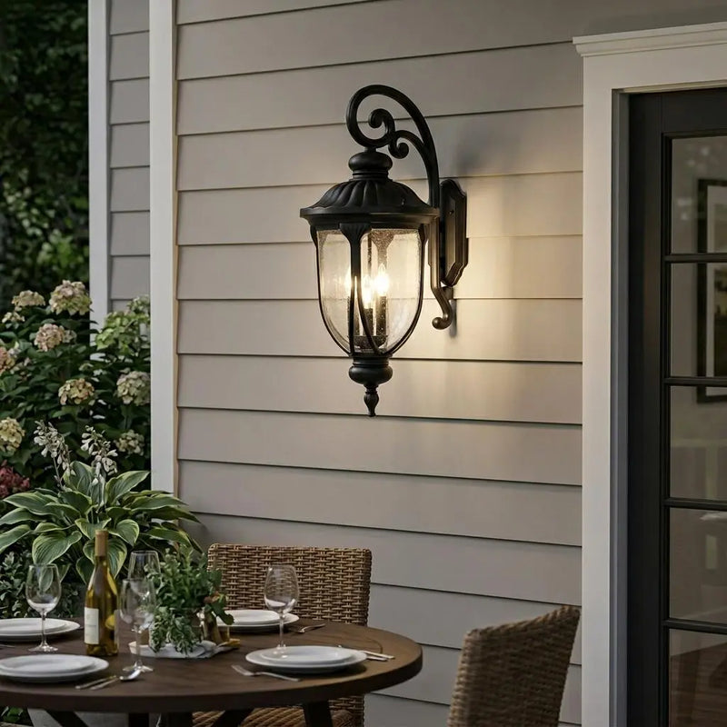 Laurens 3-Light Matte Black Wall Light Homeroots Outdoor