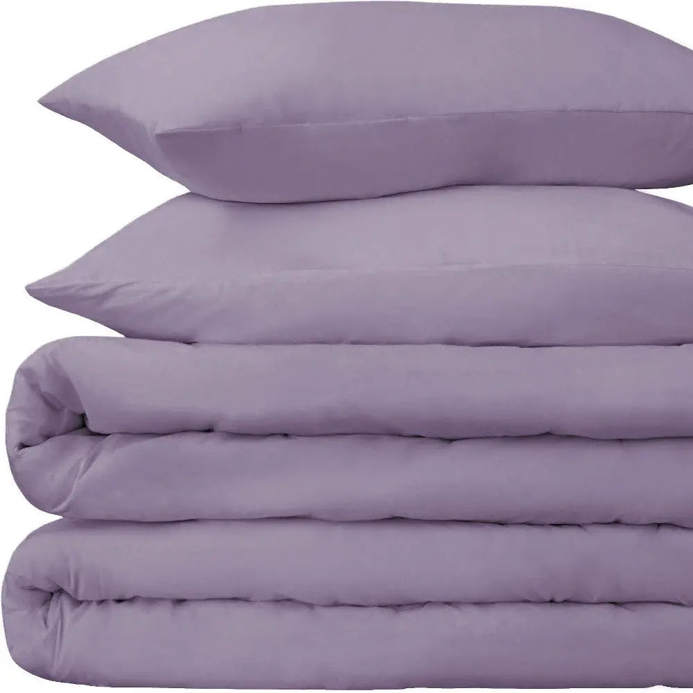 Lavender King Cotton Washable Duvet Cover Set With Two Shams Homeroots Bed & Bath