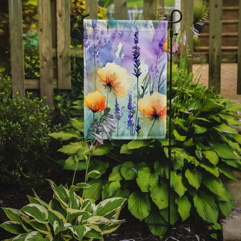 Lavender in Watercolor Garden Flag Caroline's Treasures