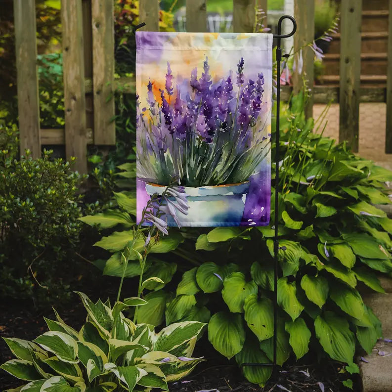 Lavender in Watercolor Garden Flag Caroline's Treasures