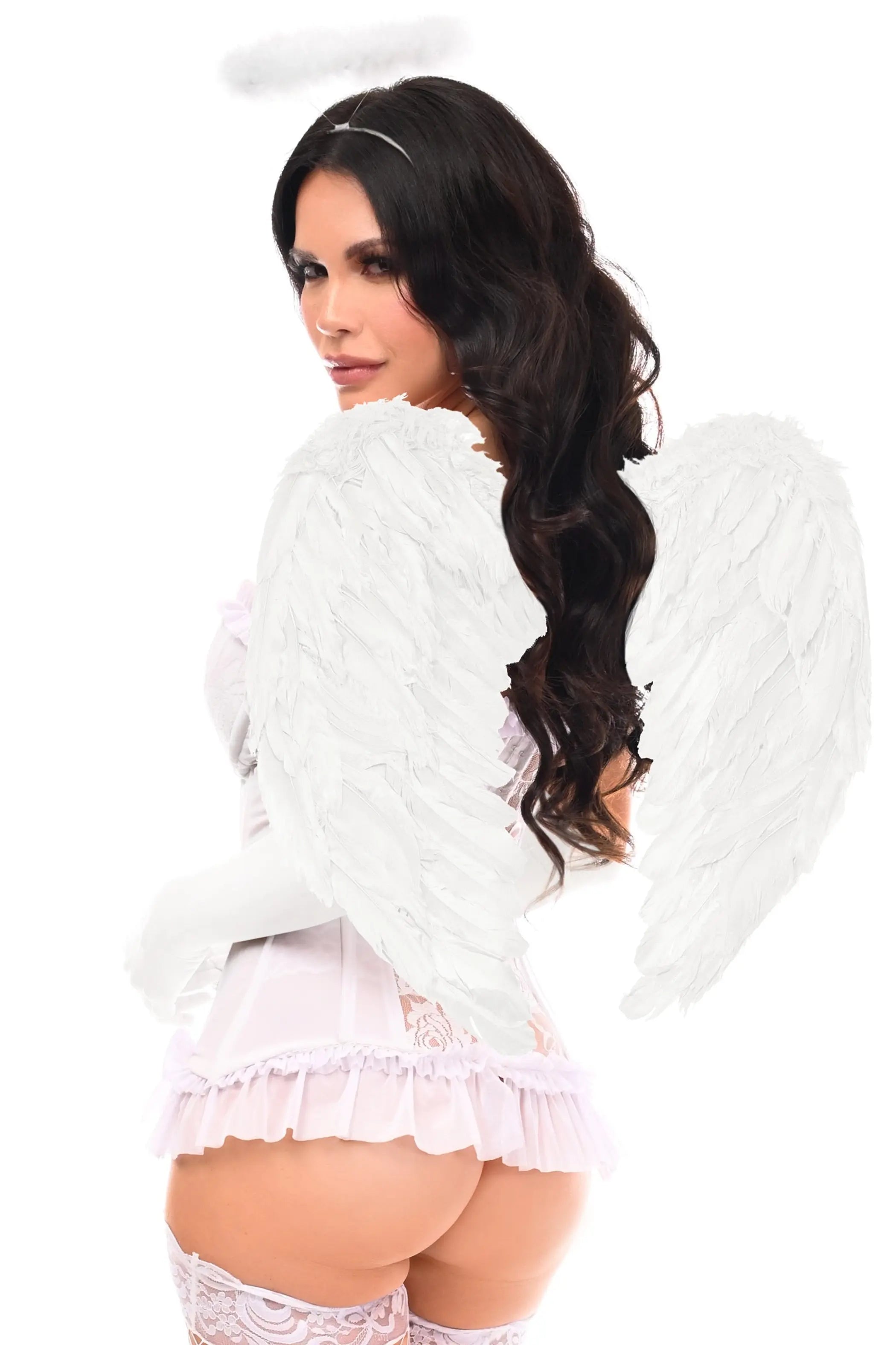 Lavish 4 PC White Angel Bustier Corset Costume Daisy Corsets