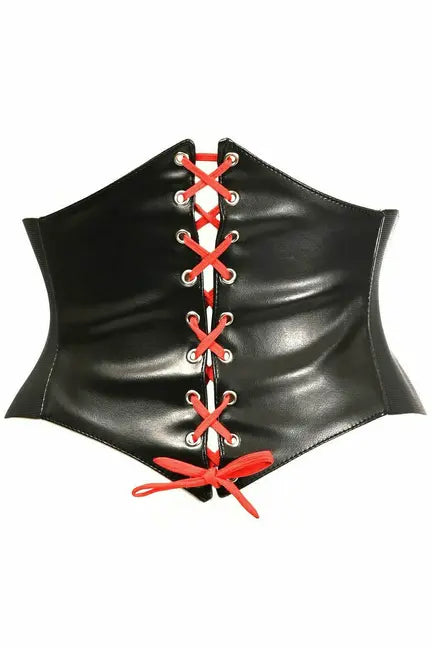 Lavish Faux Leather with Red Lacing Corset Belt Daisy Corsets