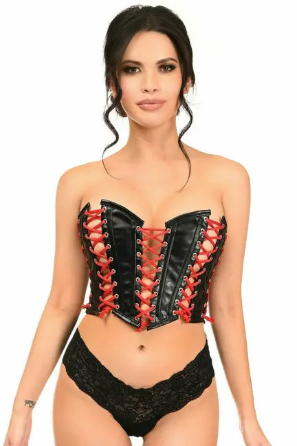 Lavish Faux Leather with Red Lacing Lace-Up Bustier Daisy Corsets