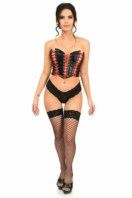 Lavish Faux Leather with Red Lacing Lace-Up Bustier Daisy Corsets