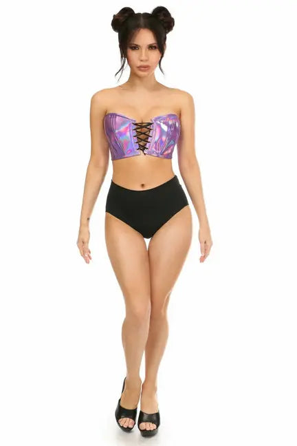 Lavish Holo Lace-Up Bustier Top Daisy Corsets