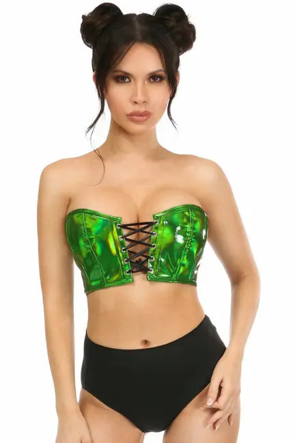 Lavish Holo Lace-Up Bustier Top Daisy Corsets