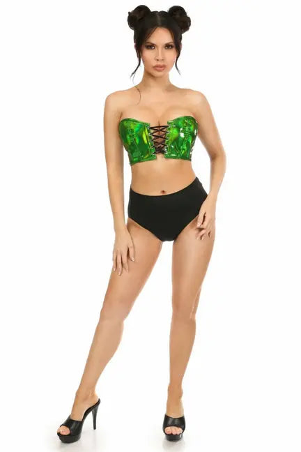 Lavish Holo Lace-Up Bustier Top Daisy Corsets