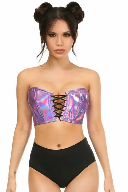 Lavish Holo Lace-Up Bustier Top Daisy Corsets