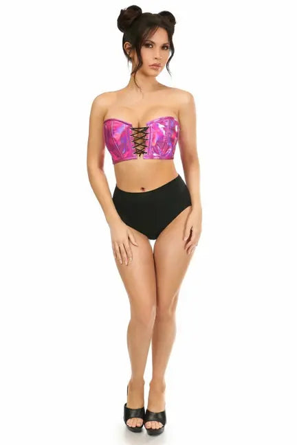 Lavish Holo Lace-Up Bustier Top Daisy Corsets