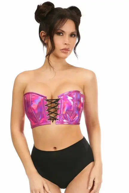 Lavish Holo Lace-Up Bustier Top Daisy Corsets