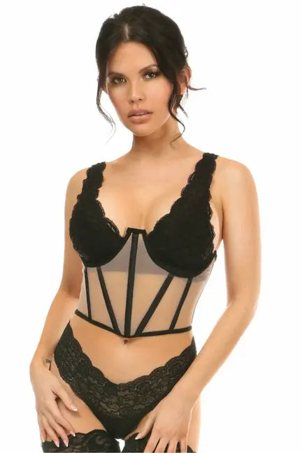 Lavish Mesh Open Cup Waist Cincher Daisy Corsets