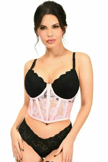 Lavish Sheer Lace Underwire Waist Cincher Corset Daisy Corsets