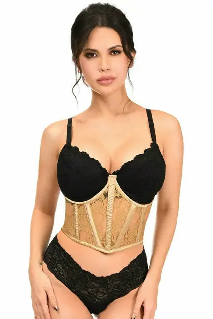Lavish Sheer Lace Underwire Waist Cincher Corset Daisy Corsets