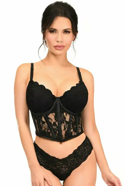 Lavish Sheer Lace Underwire Waist Cincher Corset Daisy Corsets
