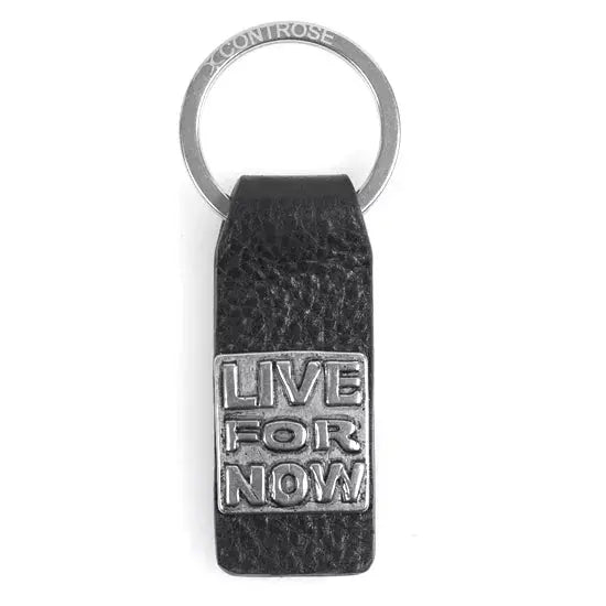 Leather Keychain With Message  -  LIVE FOR NOW Controse