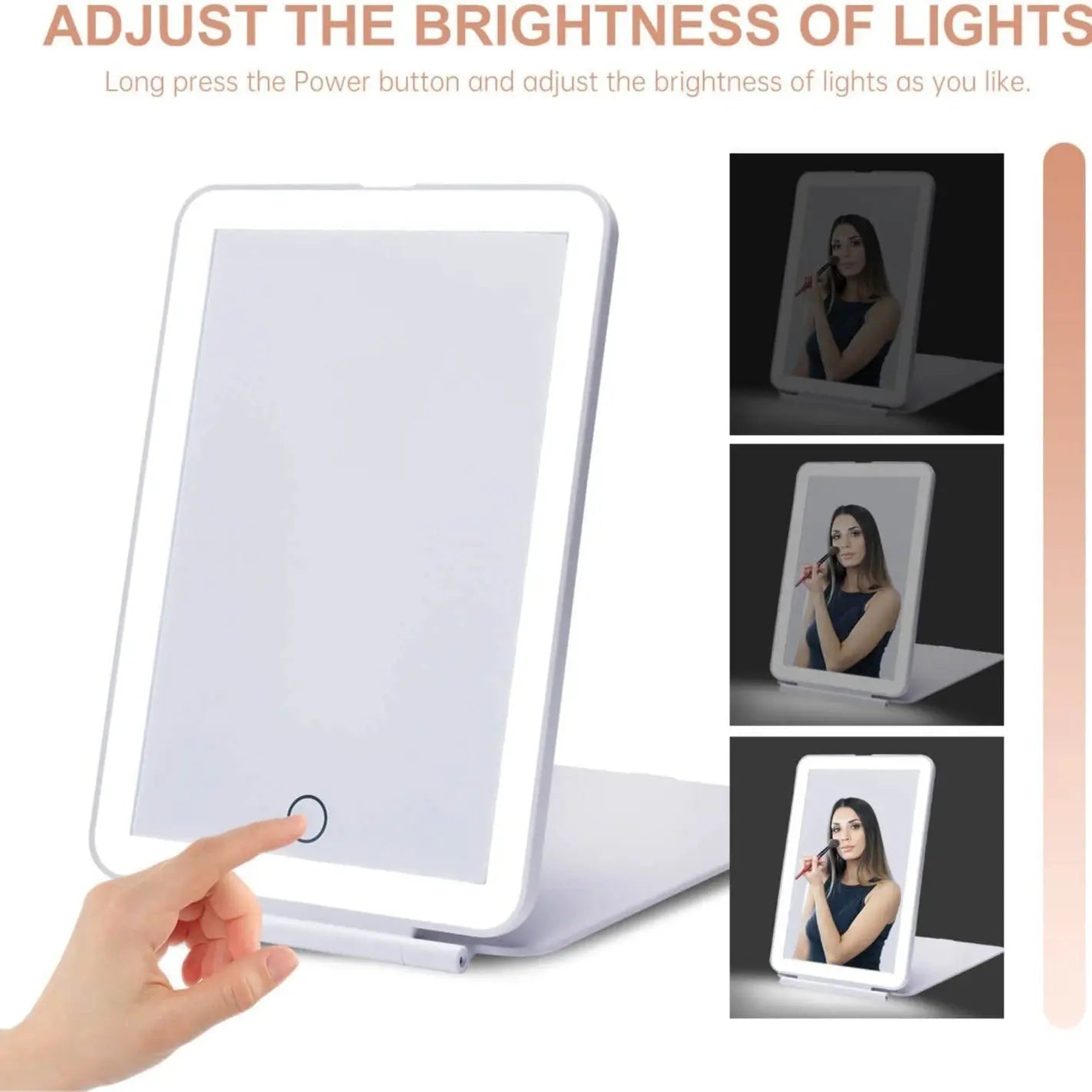 Led Makeup Mirror with Three-Color Light, Touch-Sensitive Dimmable Makeup Mirror, Flip-Top Beauty Mirror, Vanity Mirror GreatEagleInc
