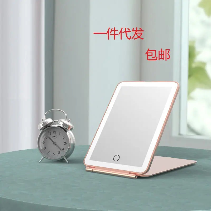 Led Makeup Mirror with Three-Color Light, Touch-Sensitive Dimmable Makeup Mirror, Flip-Top Beauty Mirror, Vanity Mirror GreatEagleInc