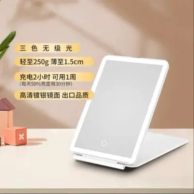 Led Makeup Mirror with Three-Color Light, Touch-Sensitive Dimmable Makeup Mirror, Flip-Top Beauty Mirror, Vanity Mirror GreatEagleInc