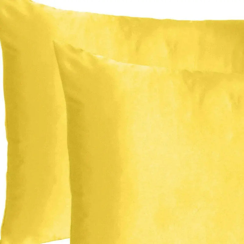 Lemon Dreamy Set Of 2 Silky Satin Standard Pillowcases Homeroots Bed & Bath