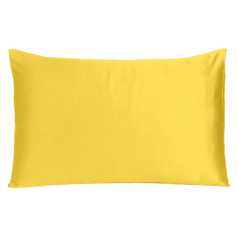 Lemon Dreamy Set Of 2 Silky Satin Standard Pillowcases Homeroots Bed & Bath