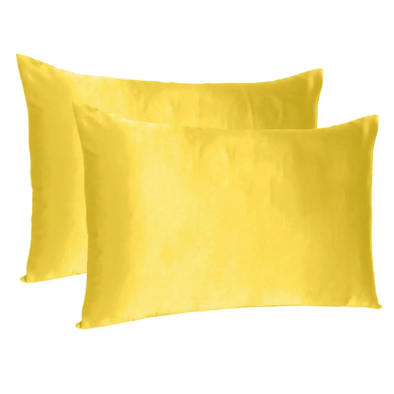 Lemon Dreamy Set Of 2 Silky Satin Standard Pillowcases Homeroots Bed & Bath