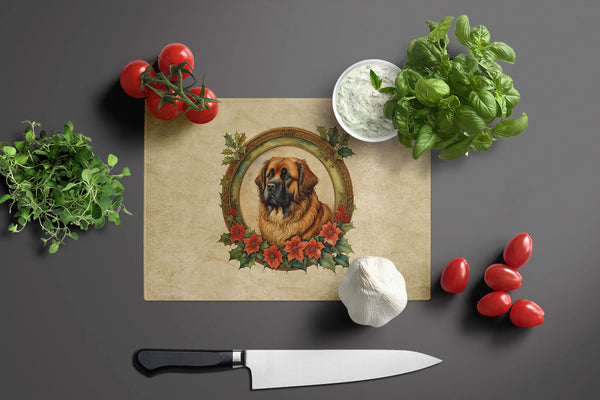 Leonberger Christmas Flowers Glass Cutting Board Caroline's Treasures