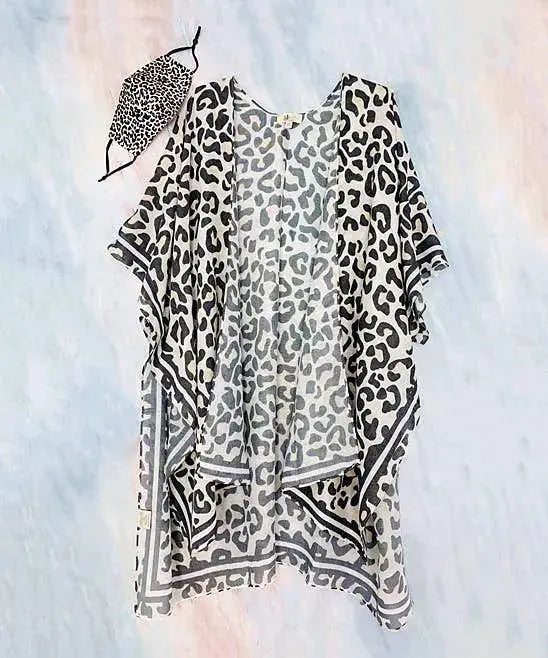 Leopard Kimono with Mask Set (2 Pieces) JC Sunny Fashion