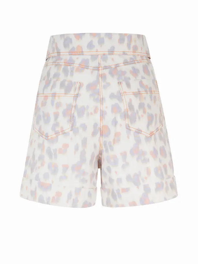 Leopard Print Denim Shorts Nocturne