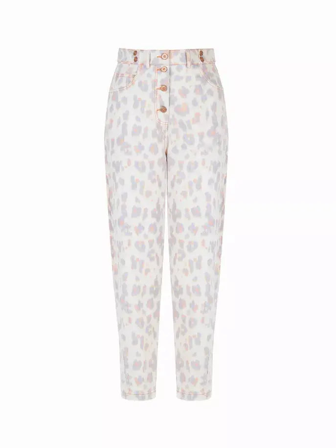 Leopard Print Mom Denim Pants Nocturne